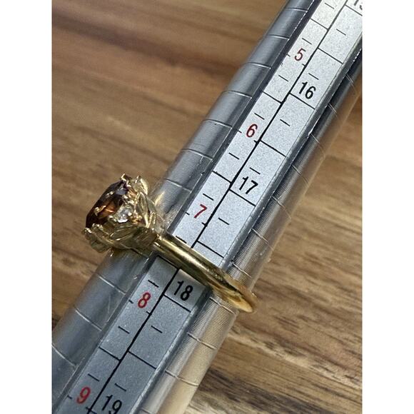 BEAUTIFUL VINTAGE AVON GOLD TONE *AMBER LIGHTS* Sz 7.5 Adjustable Multi Stone - Picture 8 of 8